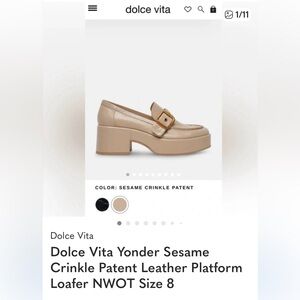 Dolce Vita Yonder Leather Crinkle Patent Platform Loafer Career NWOT Size 8